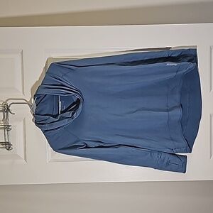 Reebok Play Warm Slate Blue Long Sleeve Performance Top with Cowl Neck Size L